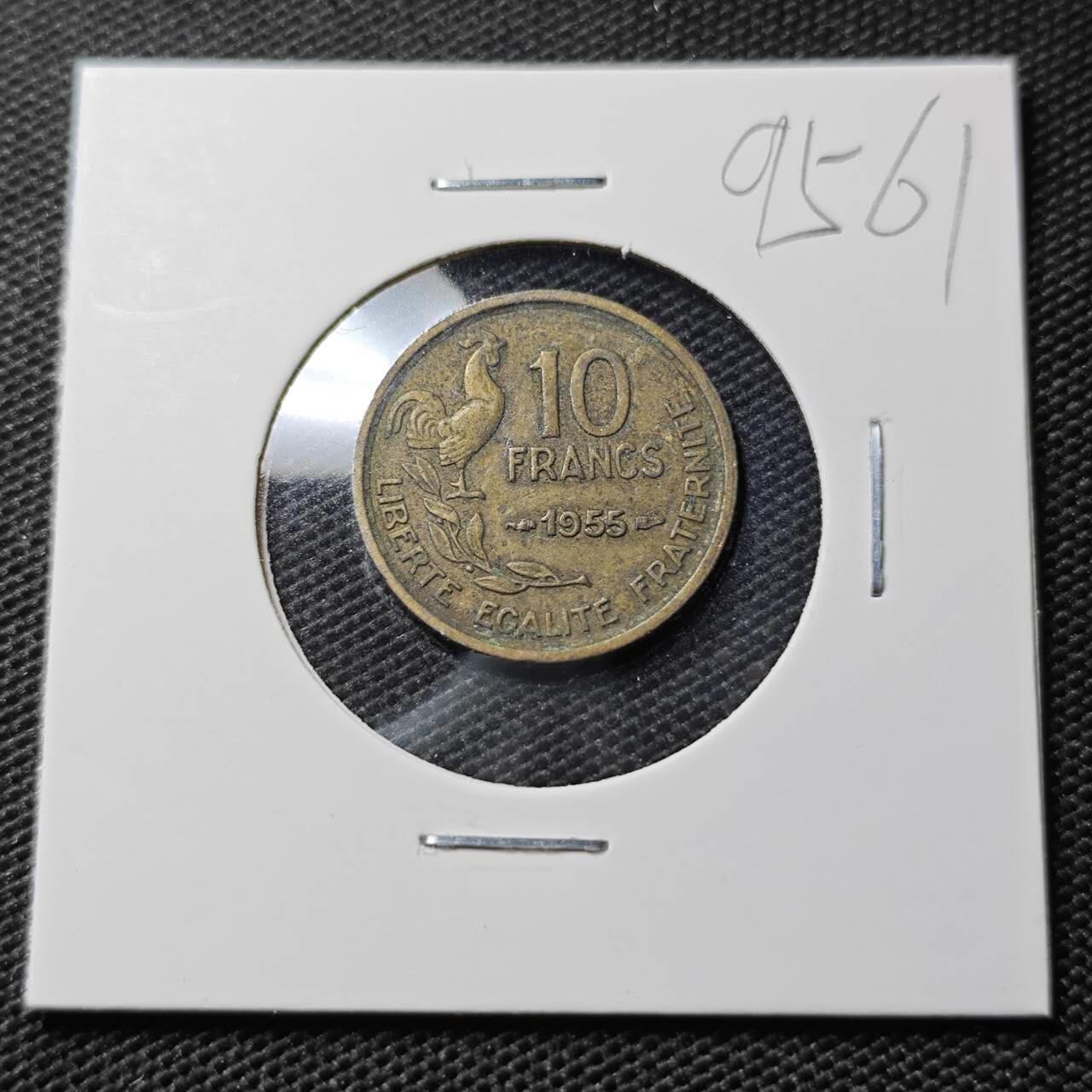 KK钱币收藏小铺  第395期  2月预留时间 周末发货  1955法国10法郎