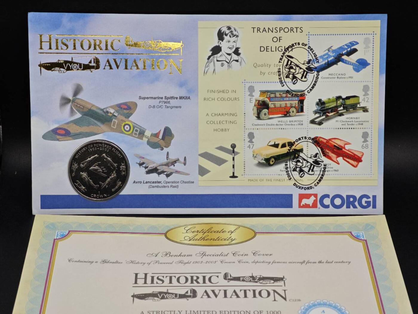  【淘币小摊】限时拍第八百七十拍   克朗币邮币封场    年前最后一场结束全部发出请更换最新收货地址不方便收货的请勿参拍或者顺丰到付 直布罗陀2003年飞机历史百年克朗纪念币邮币封