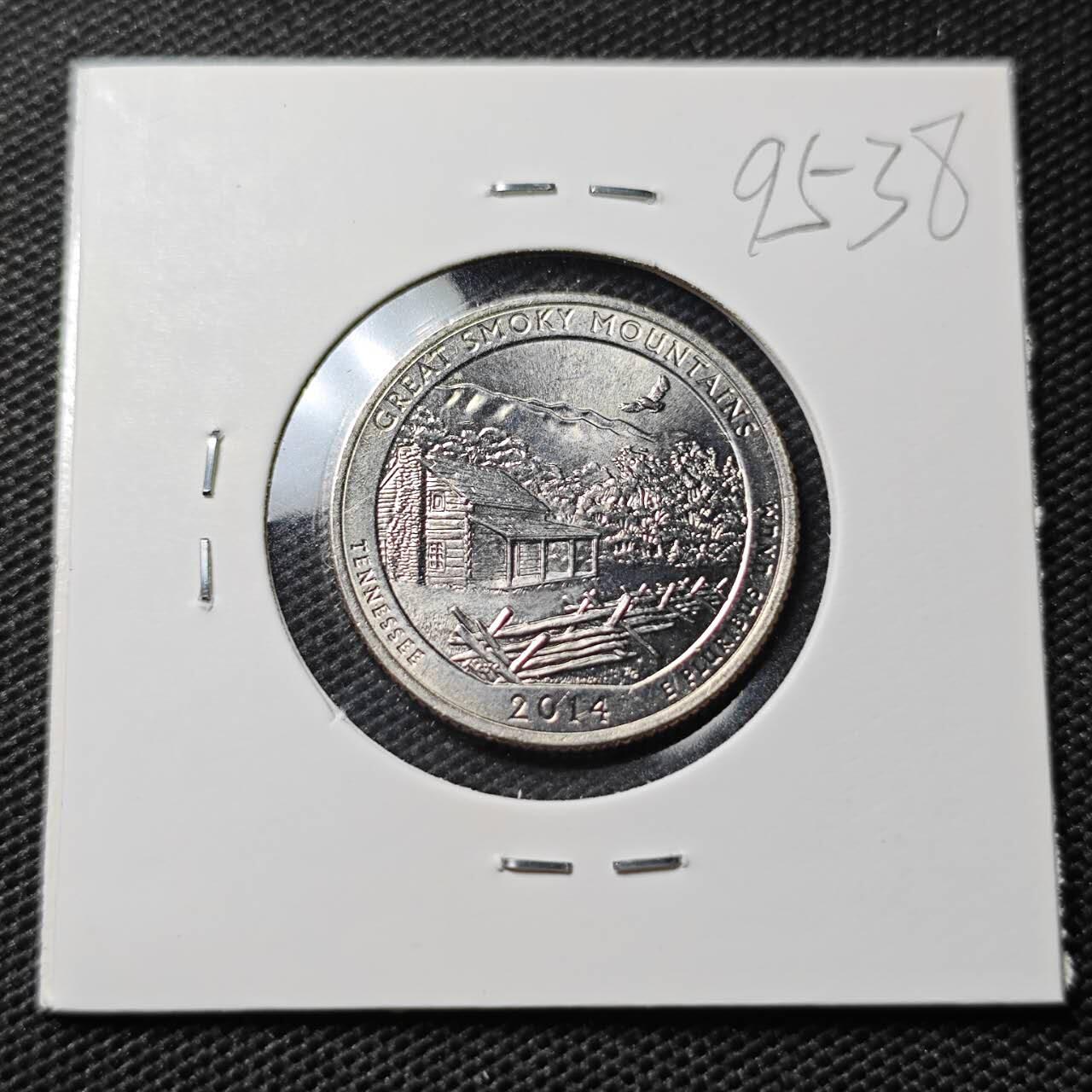 KK钱币收藏小铺  第395期  2月预留时间 周末发货 2014美国25分 纪念币 好品