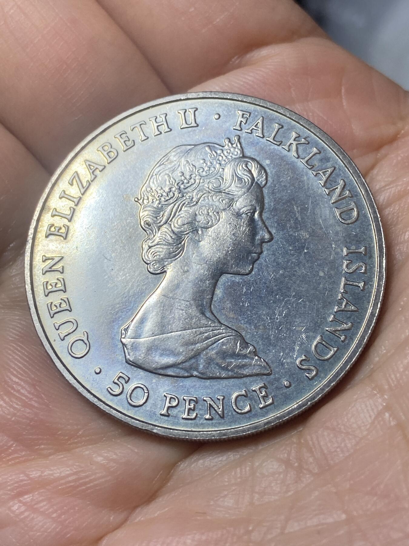 2026年第二十一场(总第一百九十场）外国好品散币场(免佣金) 少见–福克兰群岛1981年50便士(查尔斯王储和戴安娜王妃大婚纪念币)