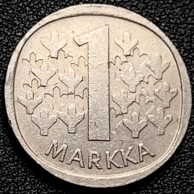 泉币菌-第185场- 精品福利场 23:30分 今天第二场  不见不散（192场和之前的 2月14日发货） - 芬兰1977年1马克镍币 冷杉 狮子持剑  24mm