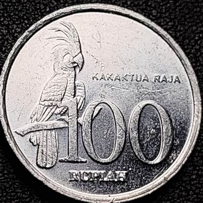 泉币菌-第184场- 精品福利场 今天的第一场 23:30分还有第二场 不见不散（192场和之前的 2月14日发货） - 印度尼西亚100卢比铝币 凤头鹦鹉 23mm