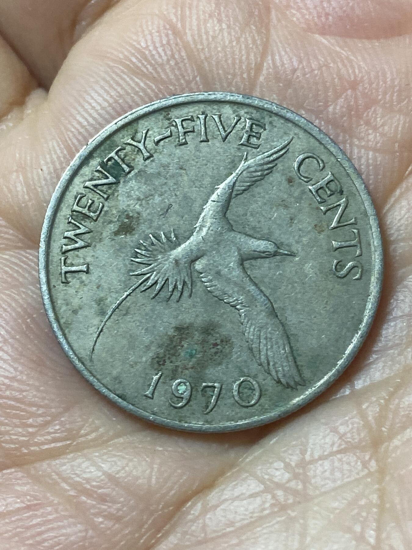 2026年第二十一场(总第一百九十场）外国好品散币场(免佣金) 百慕大🇧🇲1970年25分(伊丽莎白二世中年花冠，首发年)