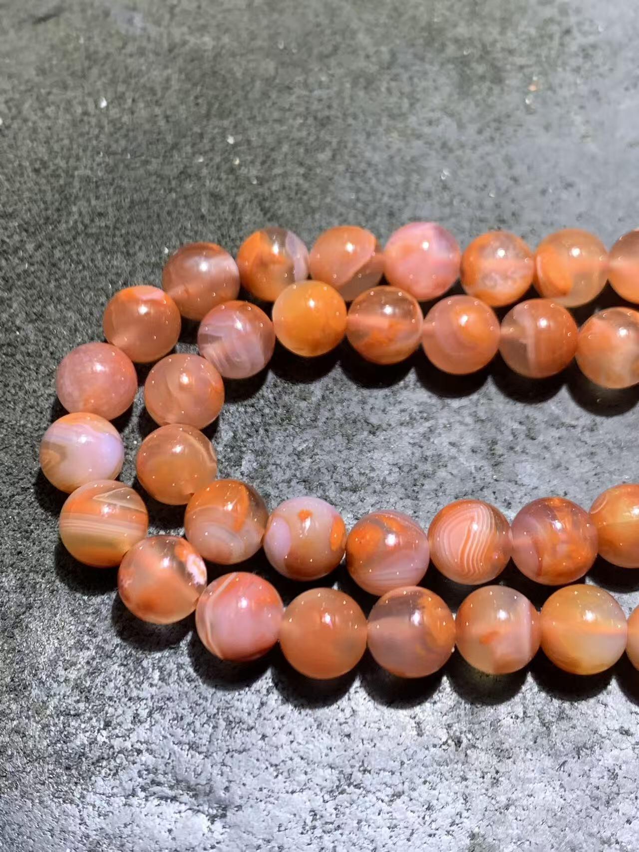 放福利！精美川料南红玛瑙冻料柿子红多圈手串一条！，