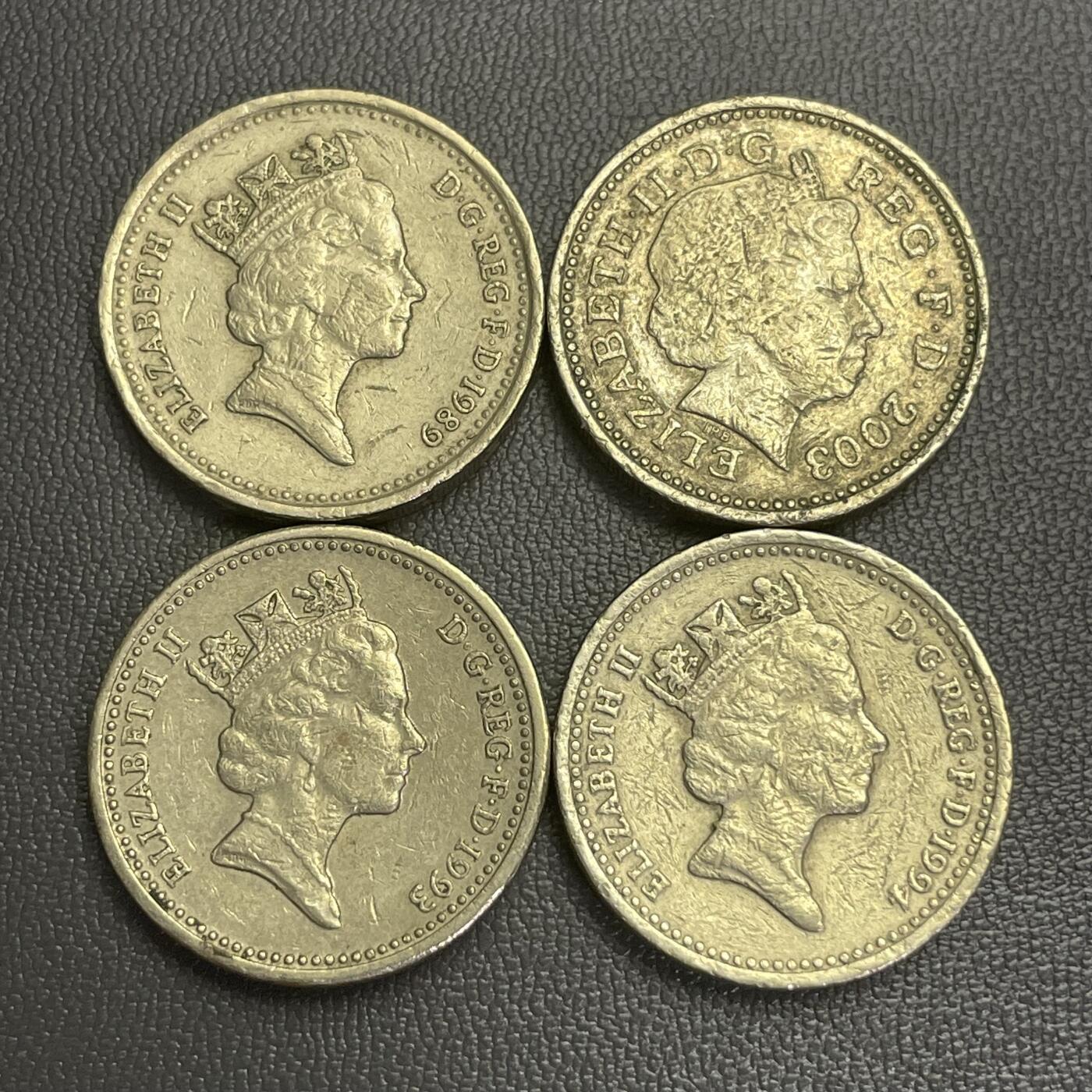 回流0207 英国1英镑加厚铜币4枚