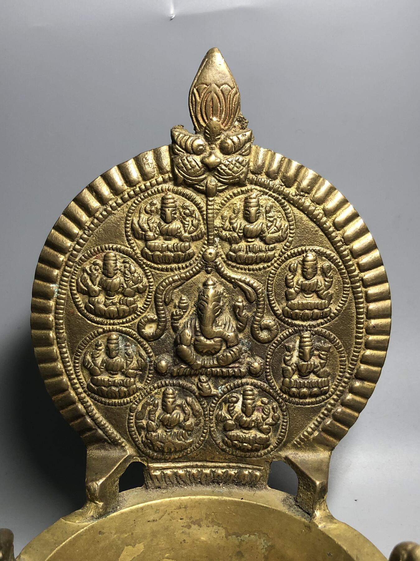 杂项 老铜象鼻财神灯台