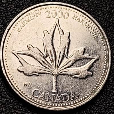 泉币菌-第184场- 精品福利场 今天的第一场 23:30分还有第二场 不见不散（192场和之前的 2月14日发货） - 加拿大1/4元 千禧年纪念币 24mm 伊丽莎白二世