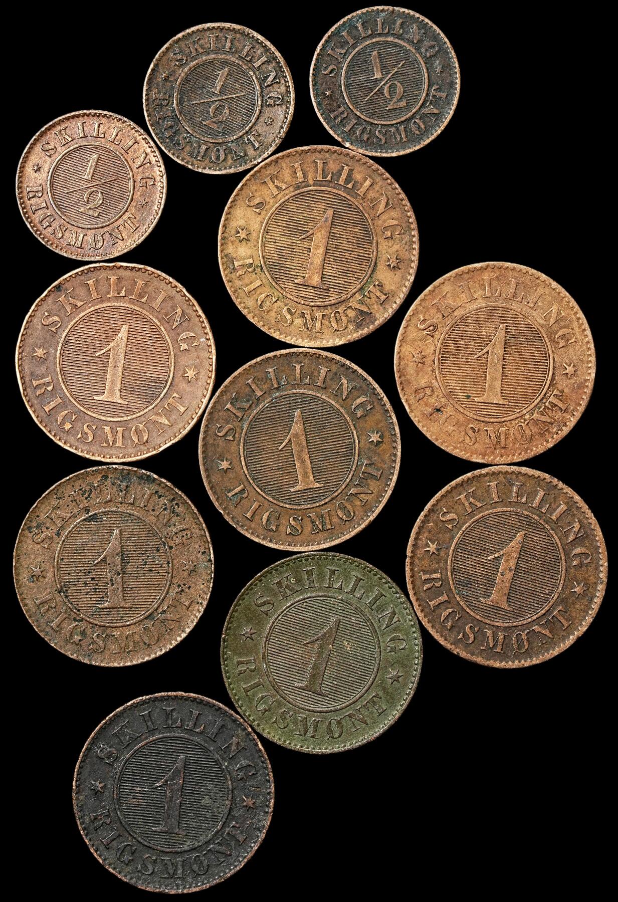 修遠堂世界钱币第104期 丹麦旧铜币一组