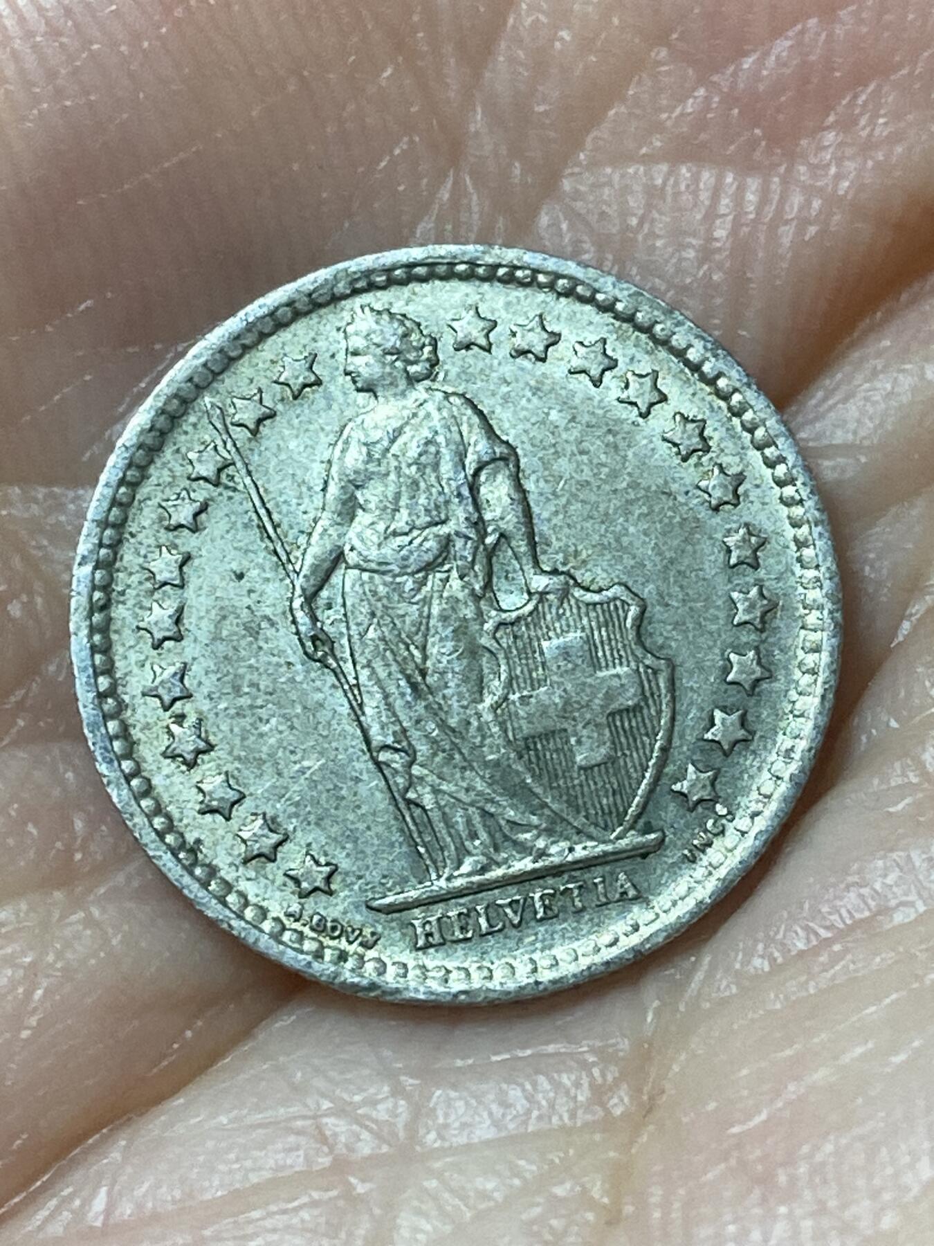2026年第二十一场(总第一百九十场）外国好品散币场(免佣金) 瑞士🇨🇭1958年1/2法郎银币(第二版，B标伯尔尼造，835高银)
