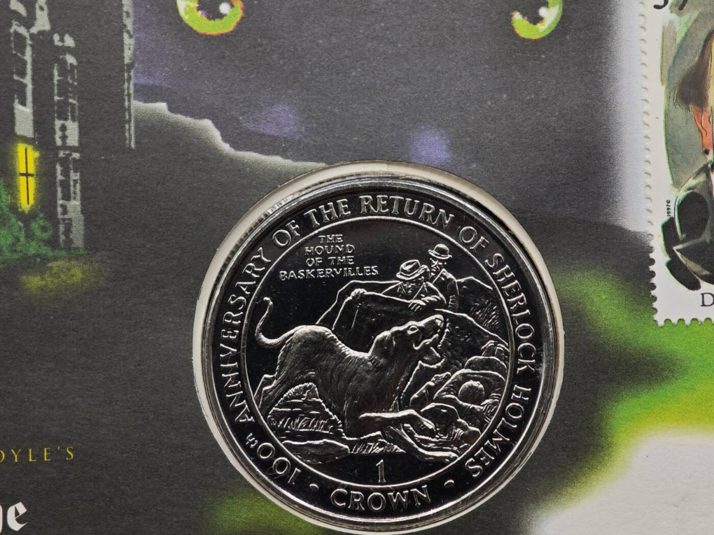  【淘币小摊】限时拍第八百七十拍   克朗币邮币封场    年前最后一场结束全部发出请更换最新收货地址不方便收货的请勿参拍或者顺丰到付 直布罗陀1994年夏洛克福尔摩斯百年克朗纪念币邮币封