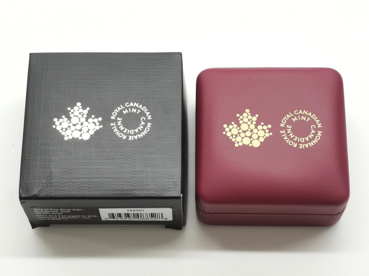 博洋堂蛇年收官专场暨第161期（全场包邮） 2018年加拿大5元精制彩色银币 六月诞生石 7.96克9999银 发行量：4000 盒证全