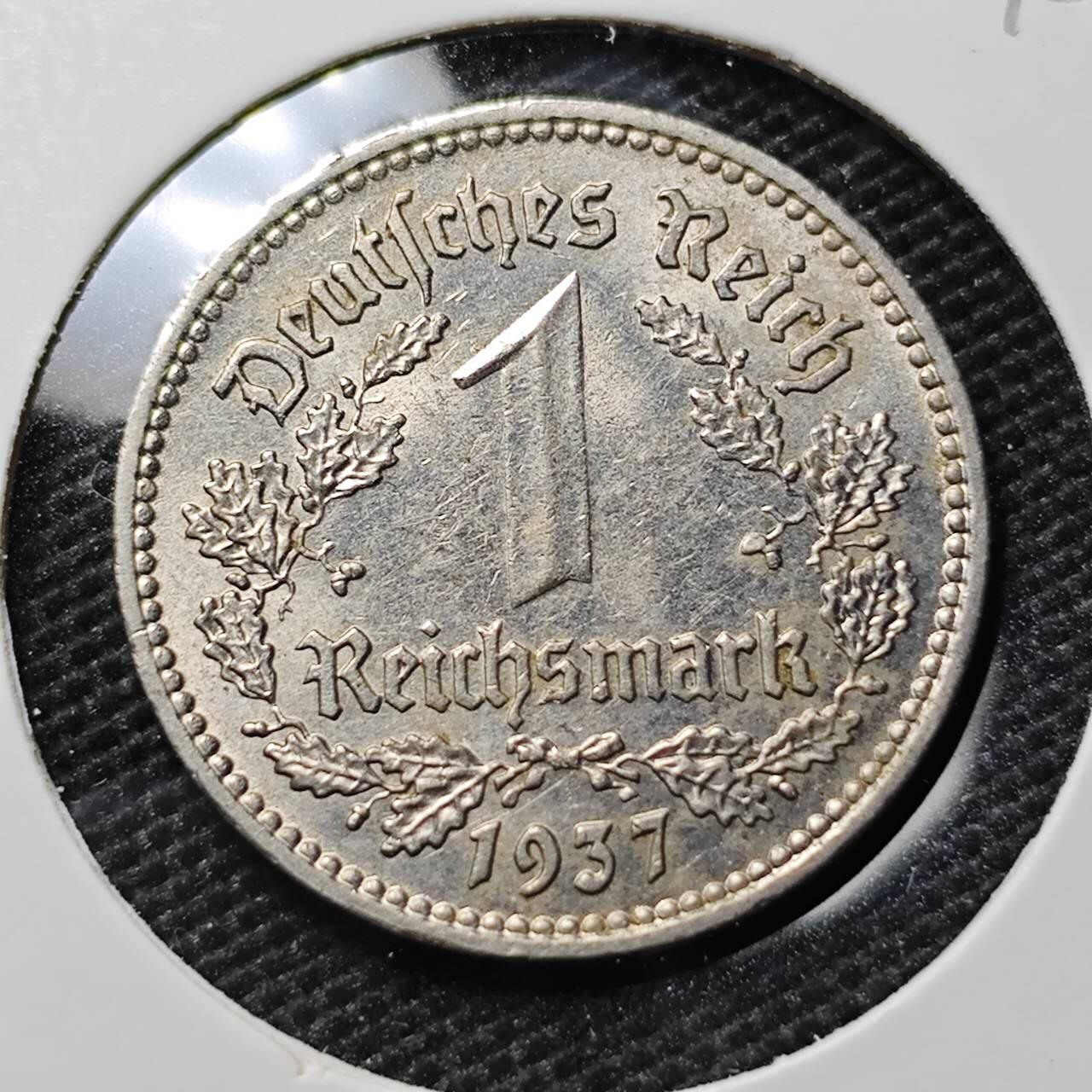 KK钱币收藏小铺  第395期  2月预留时间 周末发货 1937德国1马克 镍币