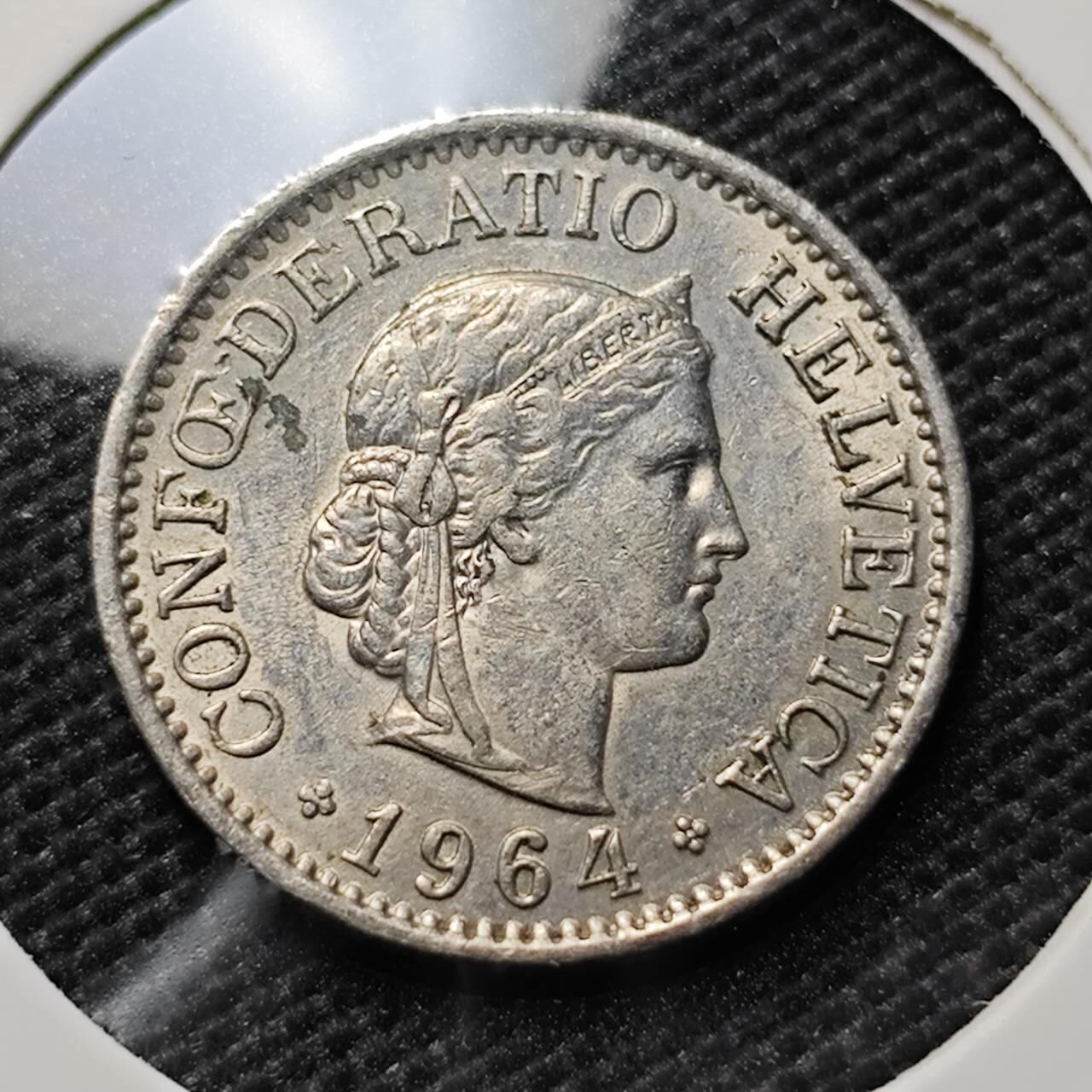 KK钱币收藏小铺  第394期  2月预留时间 周末发货  1964瑞士10分