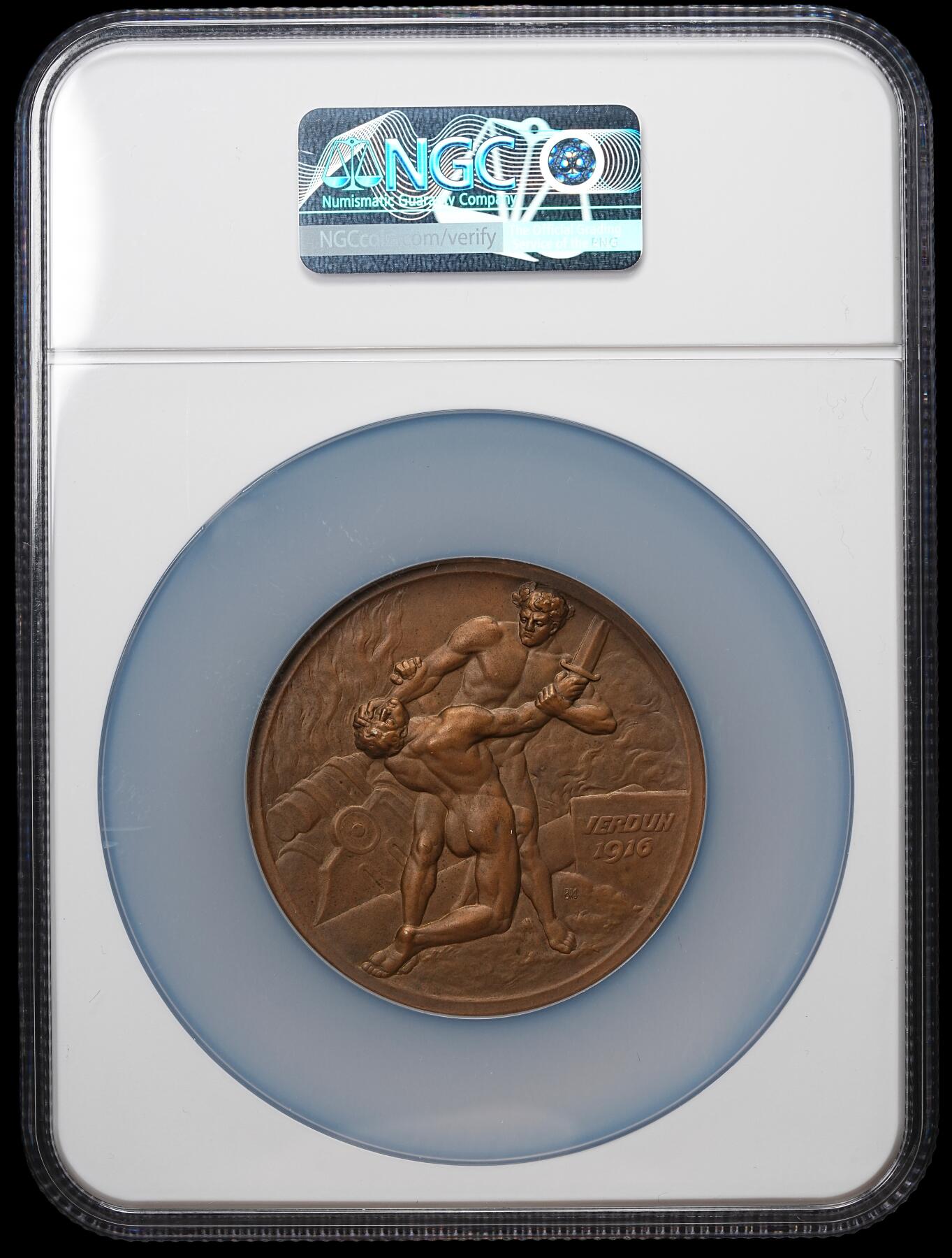 修遠堂世界钱币第104期 NGC MS64BN 1916年德国发行的凡尔登战役纪念大铜章，60.5 mm，92.11 g