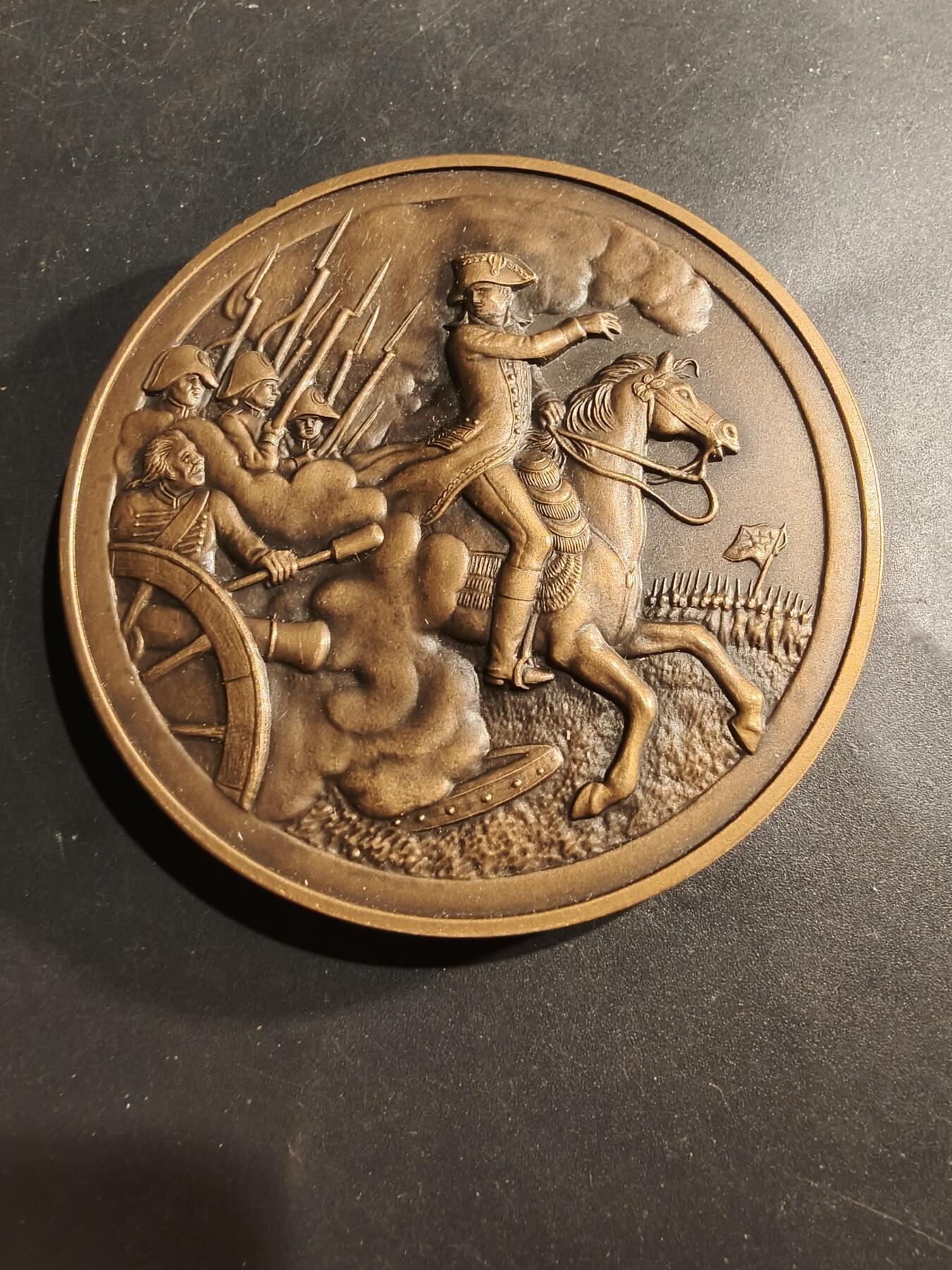 老王徽章第181期 法国拿破仑1801马伦哥战役大铜章     原盒     直径75mm     重量257.8g