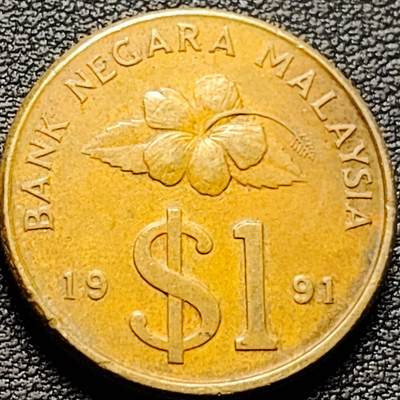 泉币菌-第184场- 精品福利场 今天的第一场 23:30分还有第二场 不见不散（192场和之前的 2月14日发货） - $版 剑 马来西亚1991年 1吉林特黄铜币 24毫米 9.35克