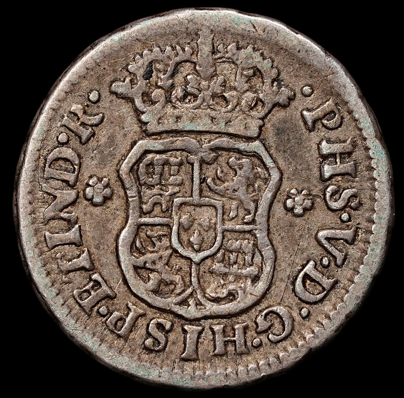 修遠堂世界钱币第104期 1745年墨西哥地球双柱1/2R MO M银币，1.66g