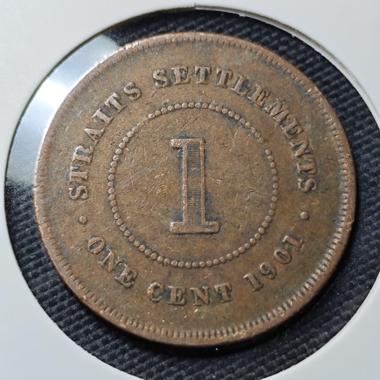 KK钱币收藏小铺  第395期  2月预留时间 周末发货  1901英属海峡1分铜币