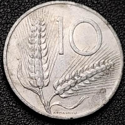 泉币菌-第185场- 精品福利场 23:30分 今天第二场  不见不散（192场和之前的 2月14日发货） - 意大利1955年 10里拉铝币 麦穗 古犁23.3mm