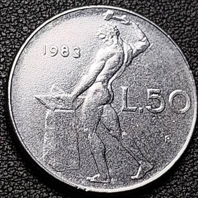 泉币菌-第185场- 精品福利场 23:30分 今天第二场  不见不散（192场和之前的 2月14日发货） - 意大利 1983年 50里拉 锻冶之神 伍尔坎 24mm