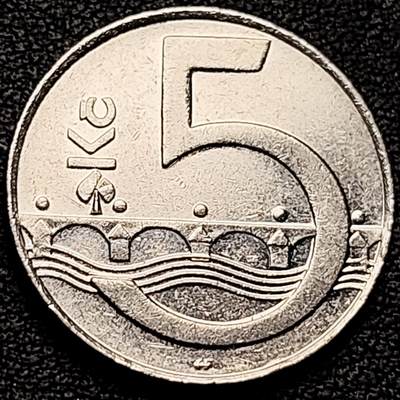 泉币菌-第185场- 精品福利场 23:30分 今天第二场  不见不散（192场和之前的 2月14日发货） - 捷克5克朗硬币 1995年 双尾狮 23mm