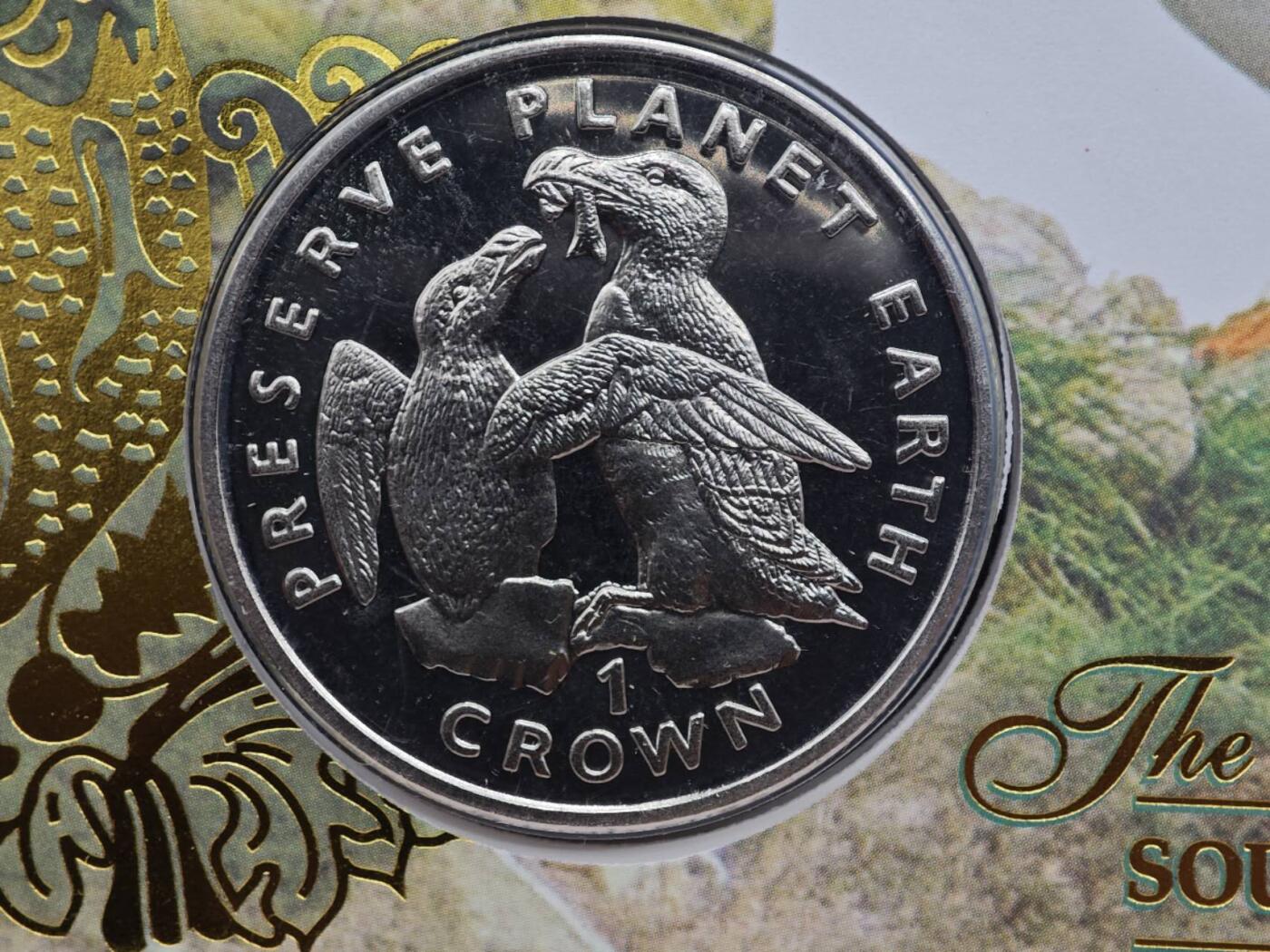  【淘币小摊】限时拍第八百七十拍   克朗币邮币封场    年前最后一场结束全部发出请更换最新收货地址不方便收货的请勿参拍或者顺丰到付 马恩岛1996年保护地球系列克朗纪念币邮币封