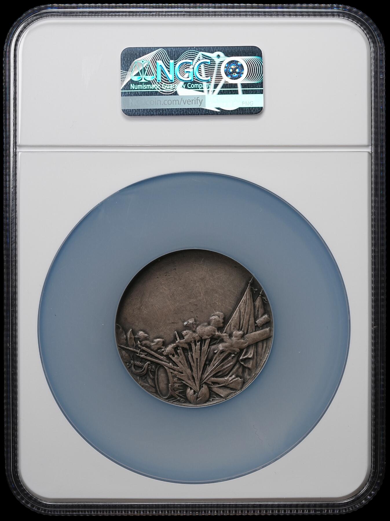 修遠堂世界钱币第104期 NGC MS63 一战法国元帅约瑟夫・霞飞（Joseph Joffre）大银章，50 mm，47.82g，瑞士著名的纪念章与奖章制作师H. Huguenin（亨利・于格南）雕刻制版