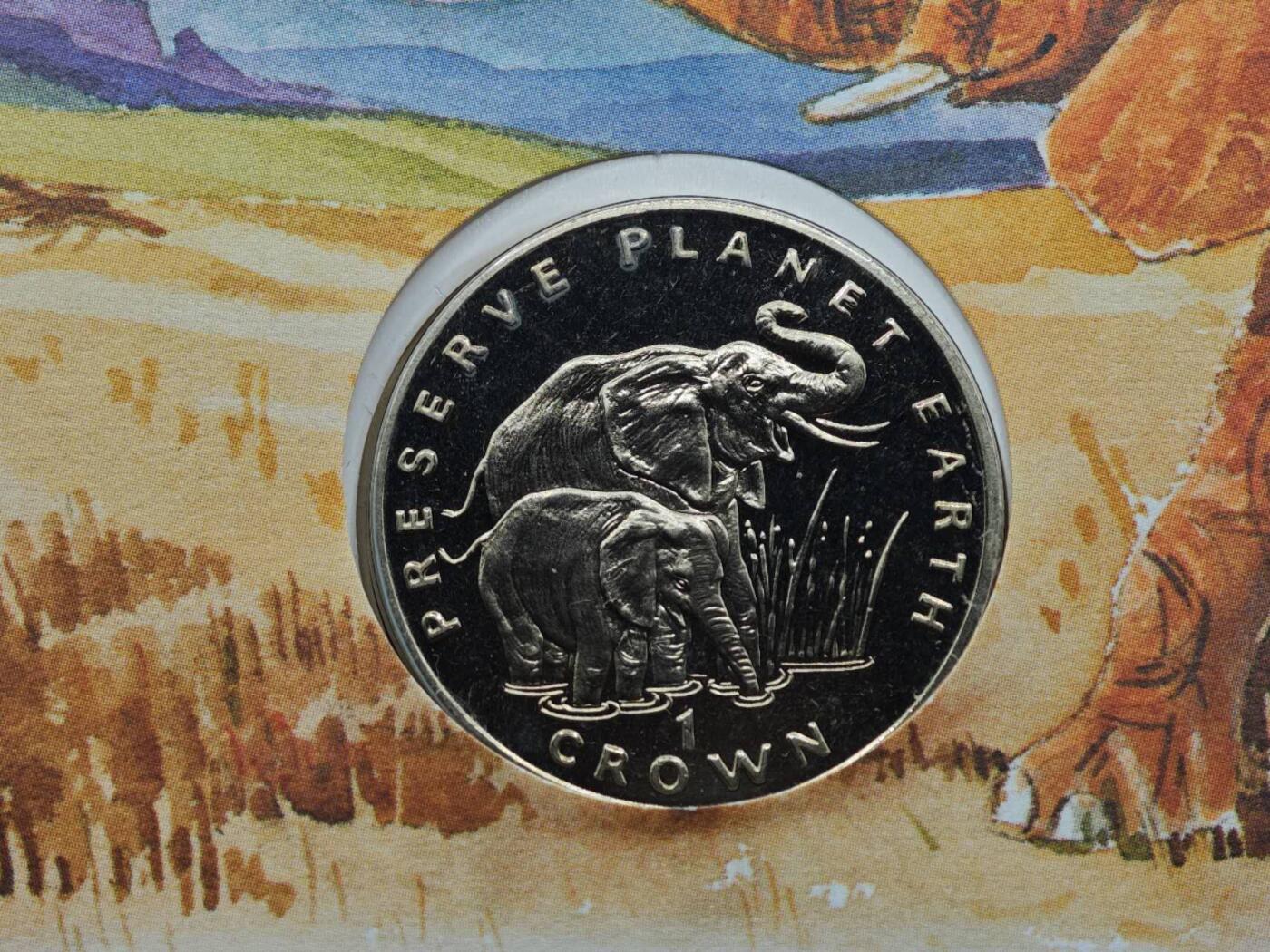  【淘币小摊】限时拍第八百七十拍   克朗币邮币封场    年前最后一场结束全部发出请更换最新收货地址不方便收货的请勿参拍或者顺丰到付 直布罗陀1994年保护地球系列克朗纪念币邮币封