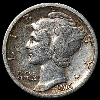 修遠堂世界钱币第104期 - 1916年美国10美分银币，S厂铭