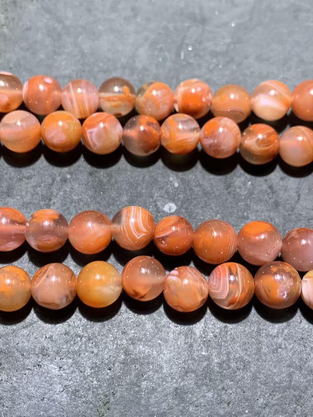 放福利！精美川料南红玛瑙冻料柿子红多圈手串一条！，