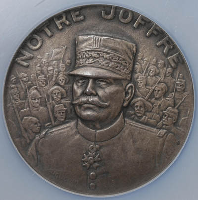 修遠堂世界钱币第104期 - NGC MS63 一战法国元帅约瑟夫・霞飞（Joseph Joffre）大银章，50 mm，47.82g，瑞士著名的纪念章与奖章制作师H. Huguenin（亨利・于格南）雕刻制版