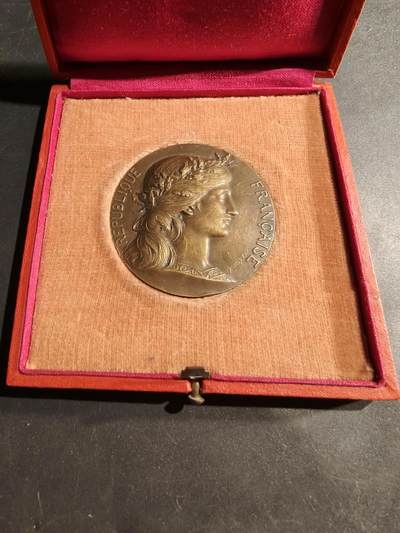 老王徽章第181期 - 法国参议员赠大铜章    原盒    盒子关不严     直径50mm     重量59.5g