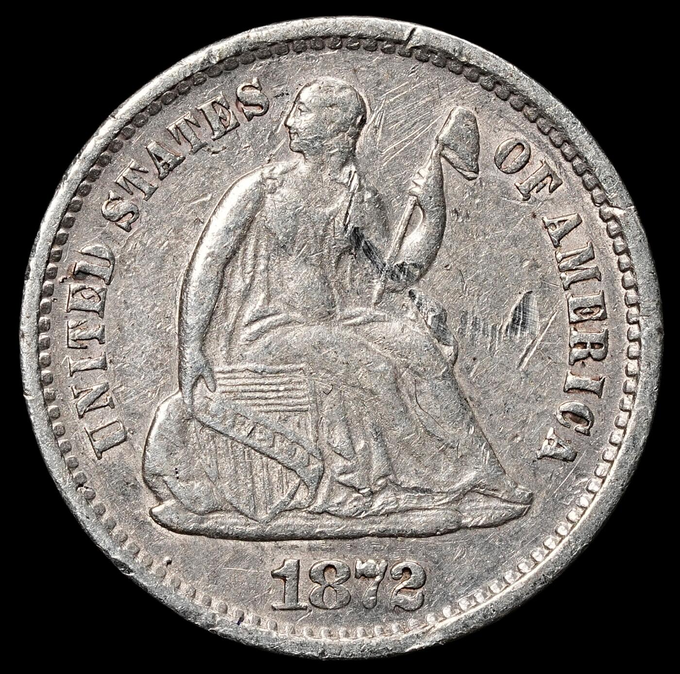 修遠堂世界钱币第104期 1872年美国5美分银币，S厂铭