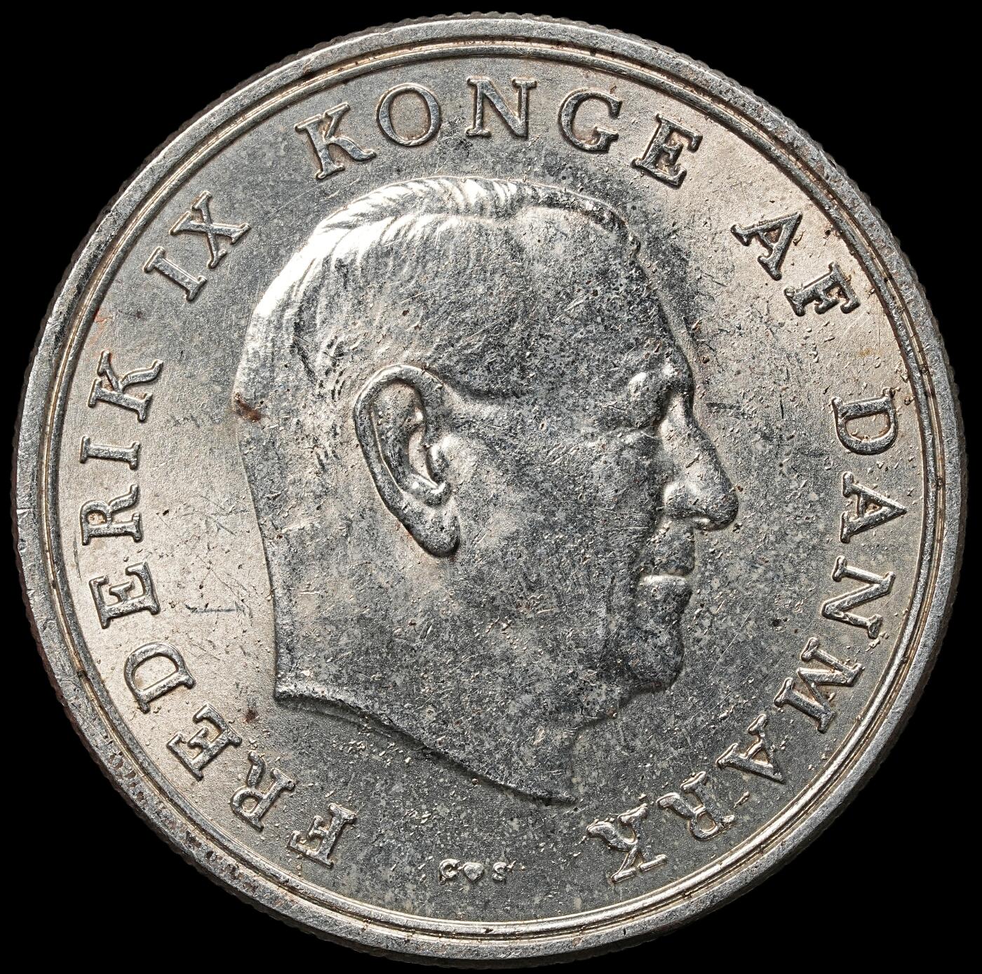 修遠堂世界钱币第104期 1964年丹麦安妮公主结婚纪念5克朗银币 17g，含银80%