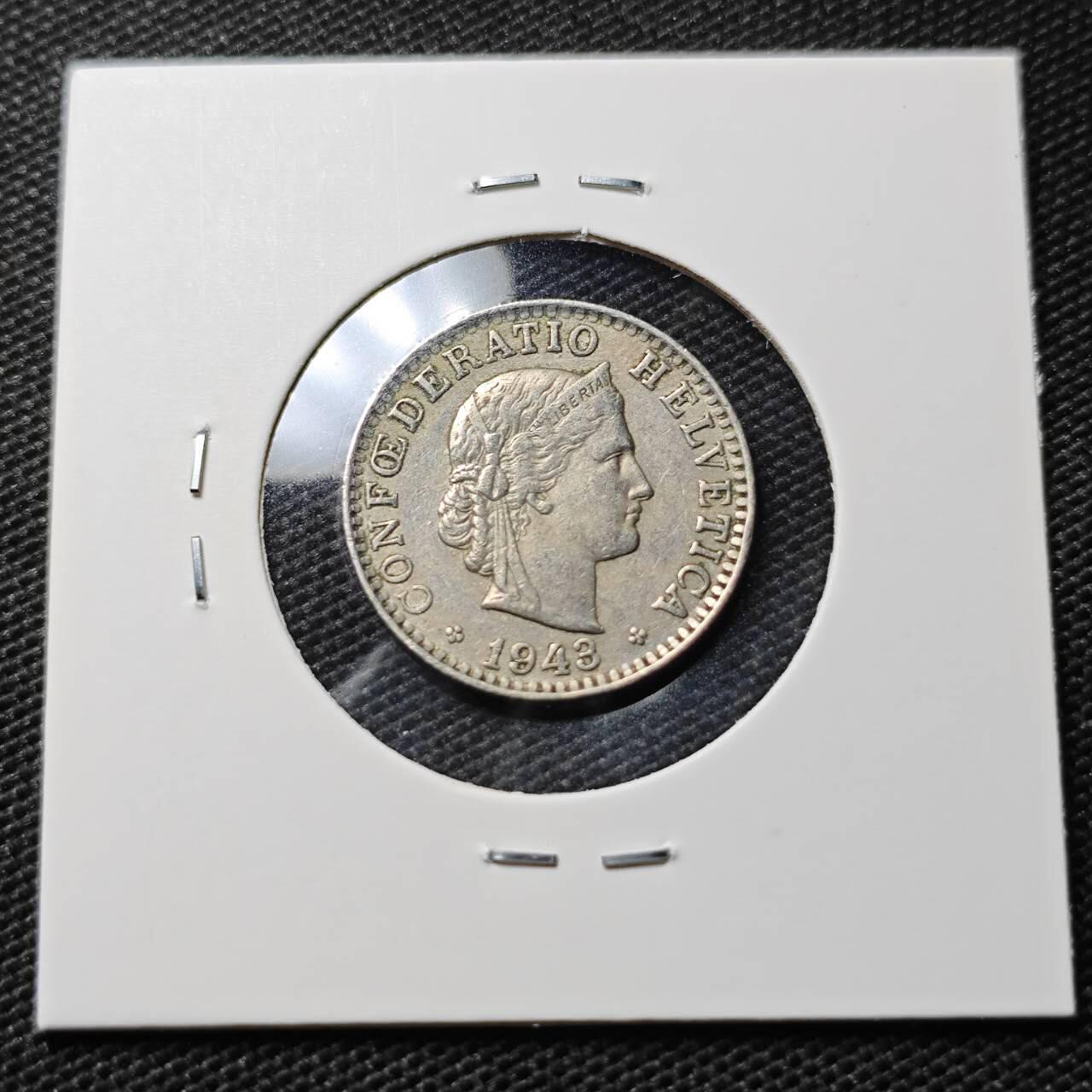 KK钱币收藏小铺  第395期  2月预留时间 周末发货 1943瑞士20分 