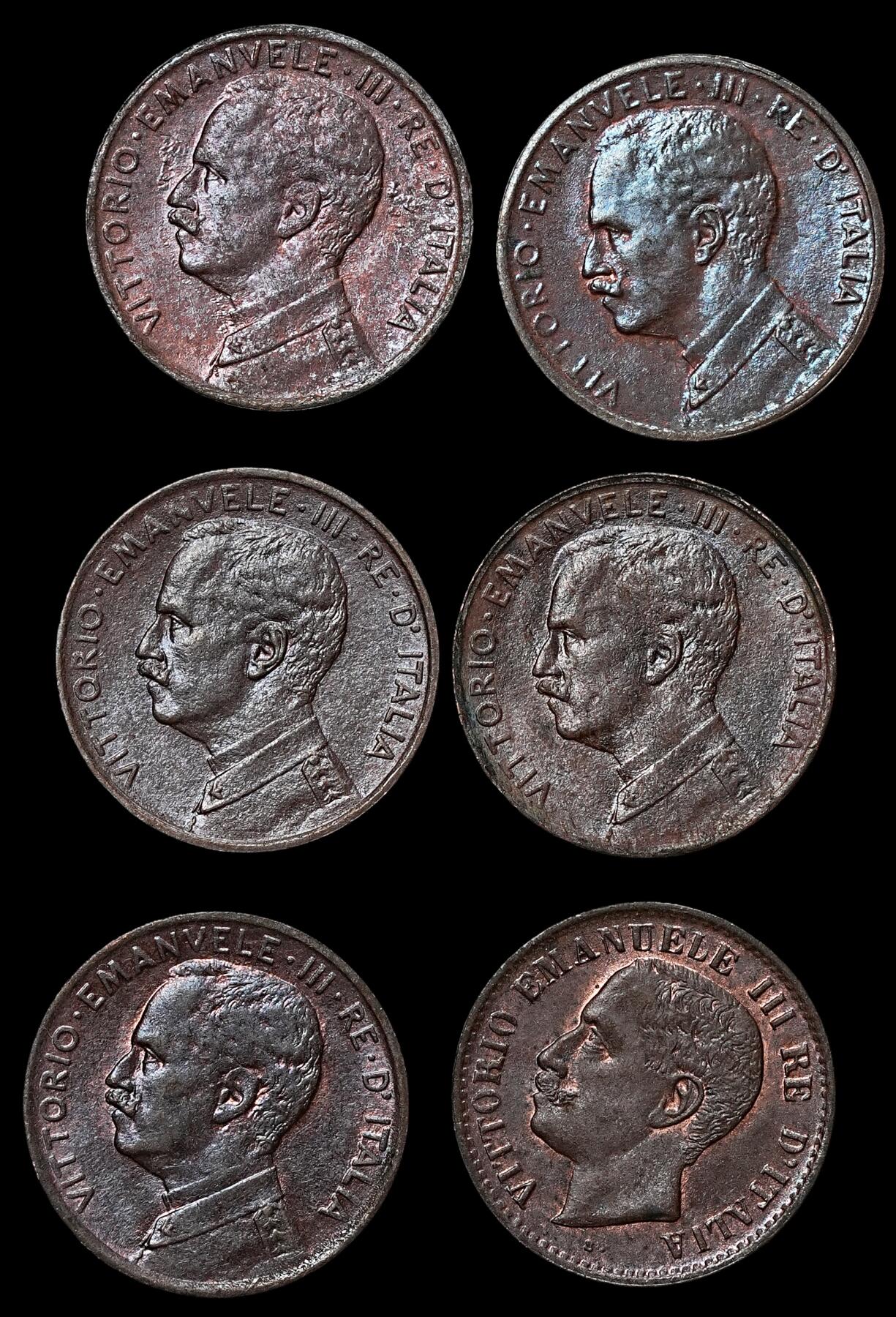 修遠堂世界钱币第104期 意大利1分铜币6枚，未流通