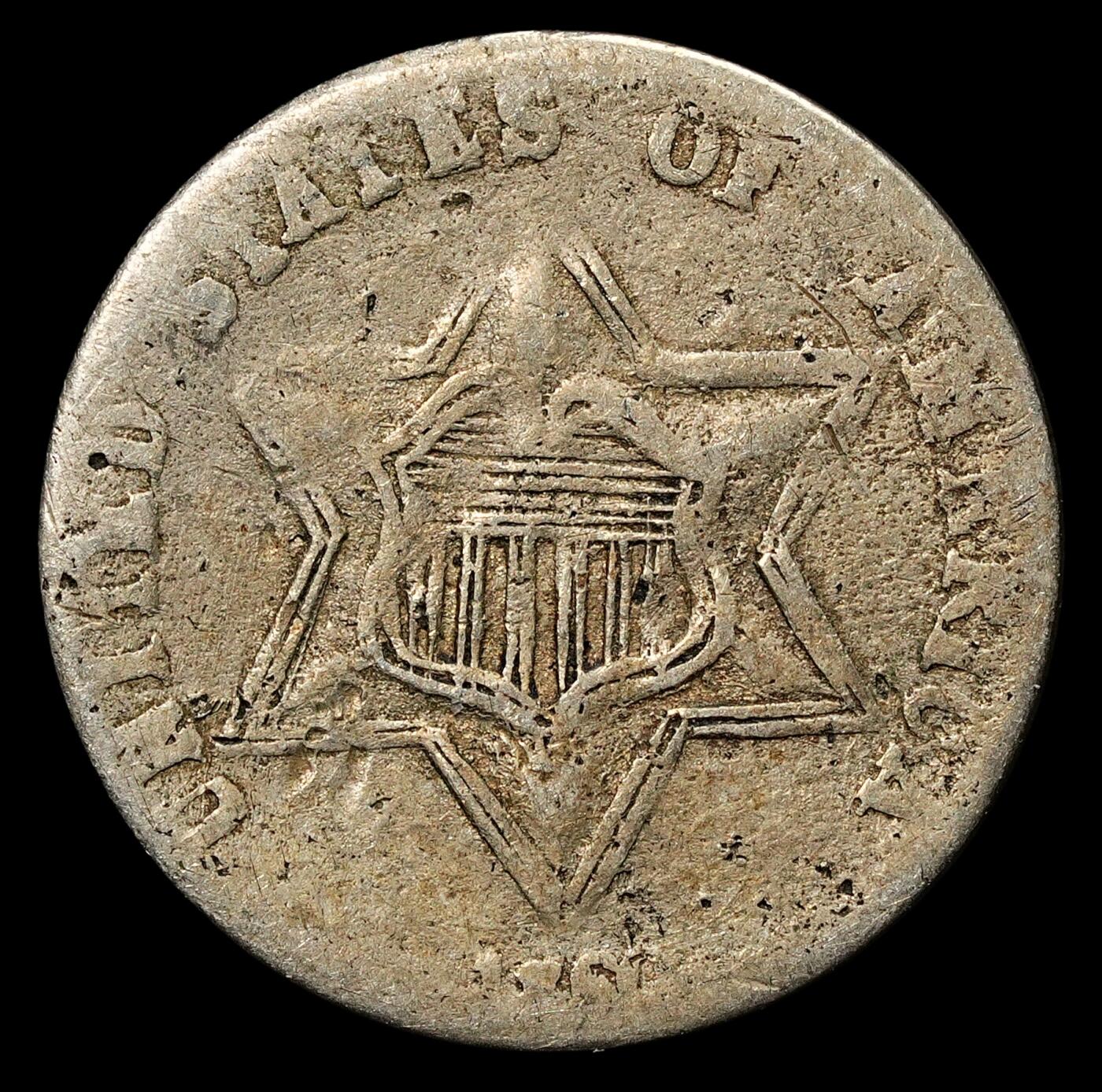 修遠堂世界钱币第104期 1860年美国3美分银币