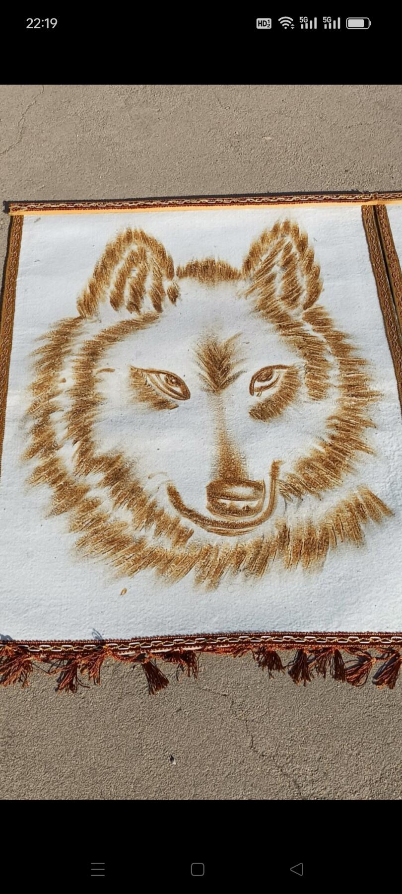 一对毛毡 狼王 图，纯手工烫制，艺术精品，悬挂佳品！