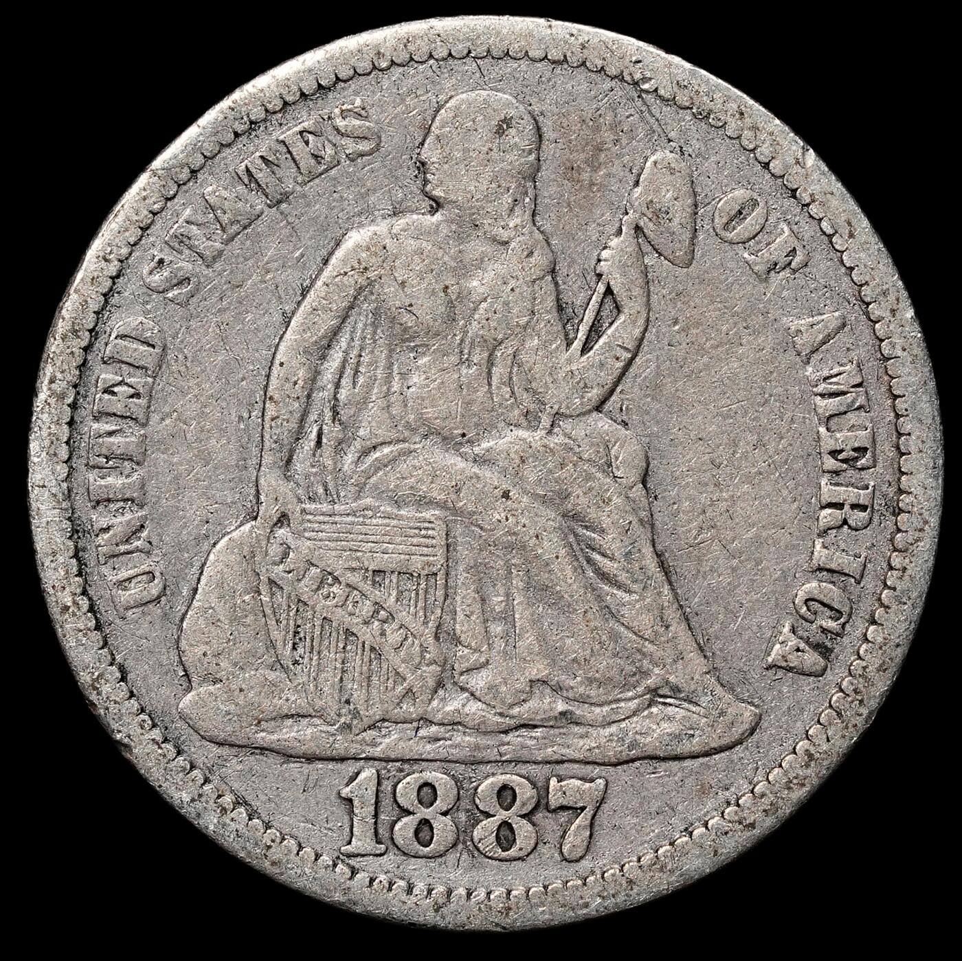 修遠堂世界钱币第104期 1887年美国10美分银币