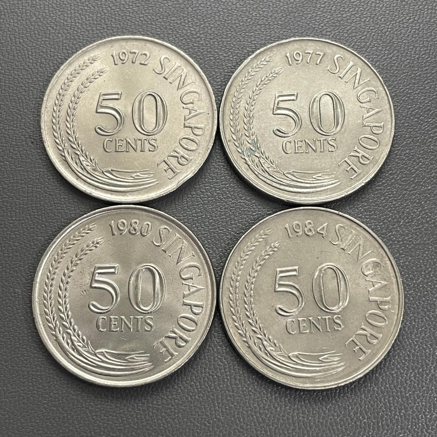 回流0207 新加坡50分狮子鱼不同年份4枚