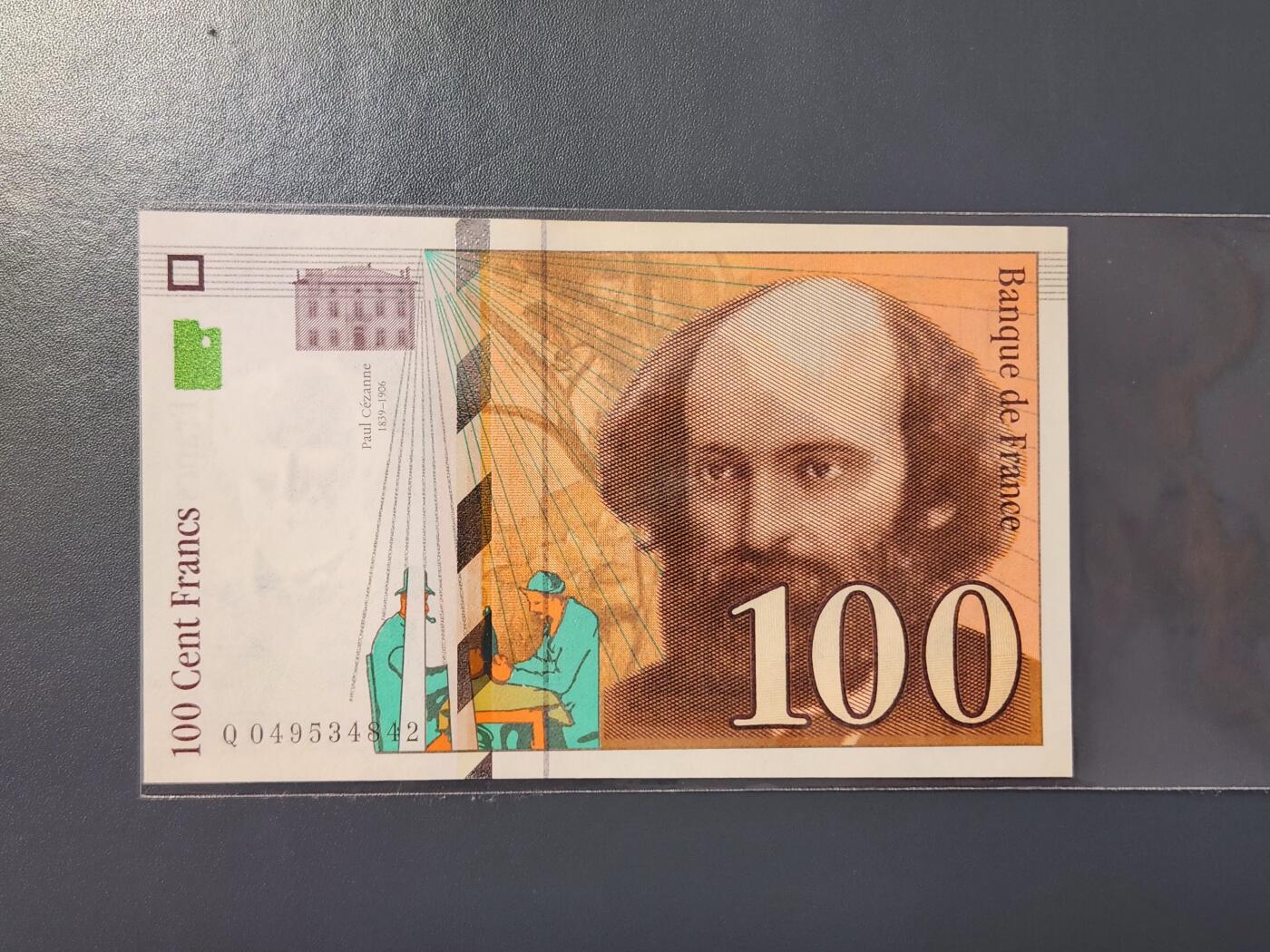 2月8号晚上8点 外国纸币自动截拍第21场 100法郎新品轻微黄