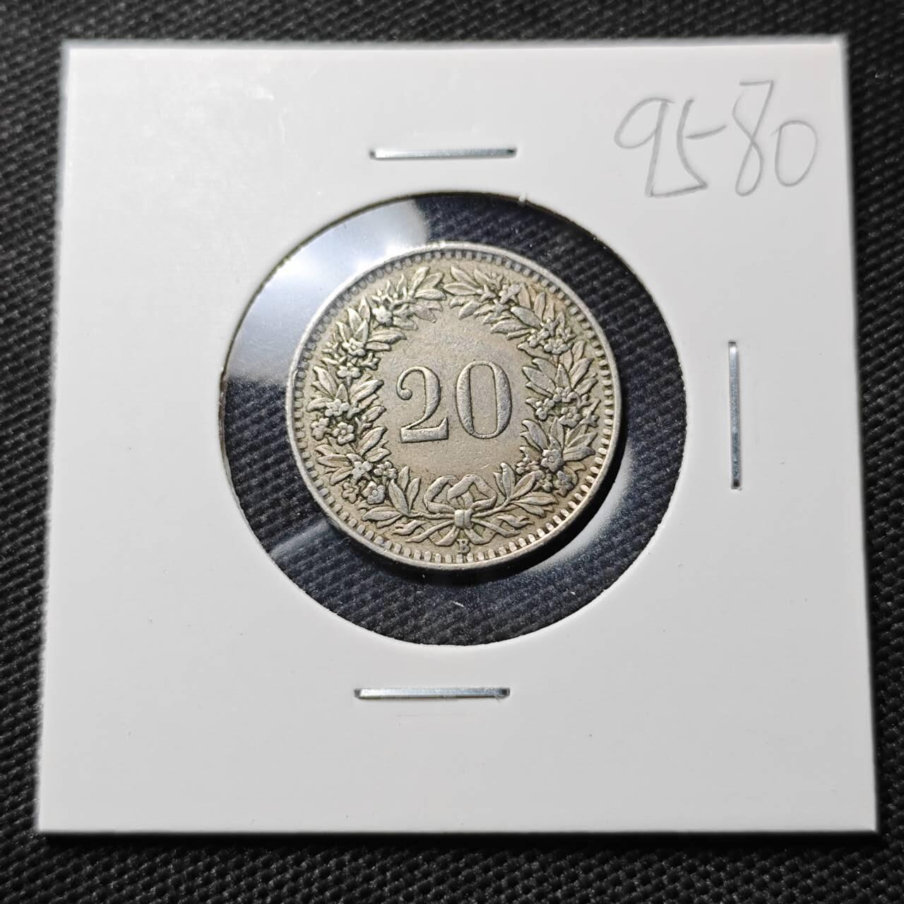 KK钱币收藏小铺  第395期  2月预留时间 周末发货 1943瑞士20分 