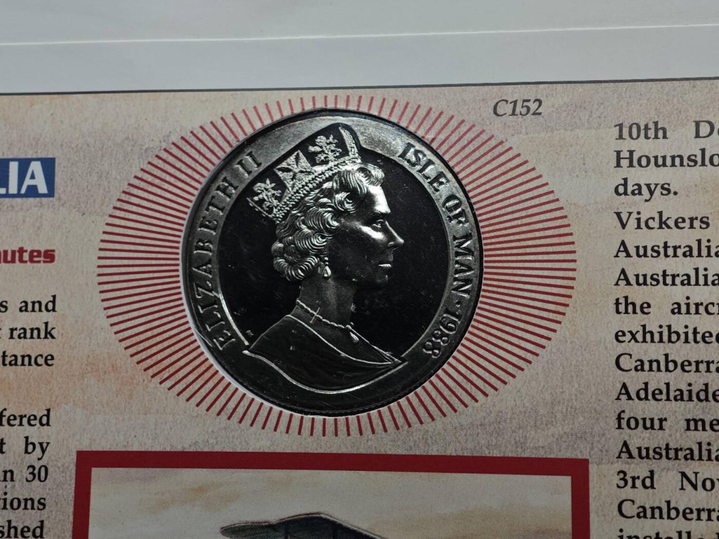  【淘币小摊】限时拍第八百七十拍   克朗币邮币封场    年前最后一场结束全部发出请更换最新收货地址不方便收货的请勿参拍或者顺丰到付 马恩岛1988年澳大利亚200周年克朗纪念币邮币封