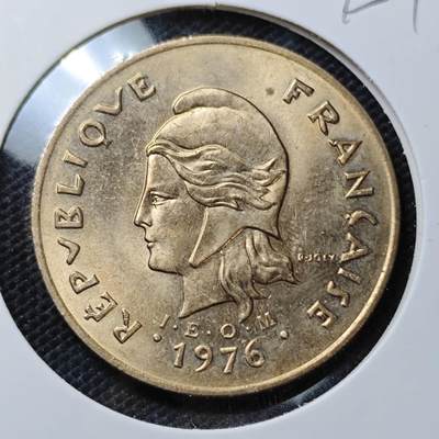 KK钱币收藏小铺  第395期  2月预留时间 周末发货 -  1976新喀里多尼亚100法郎 好品