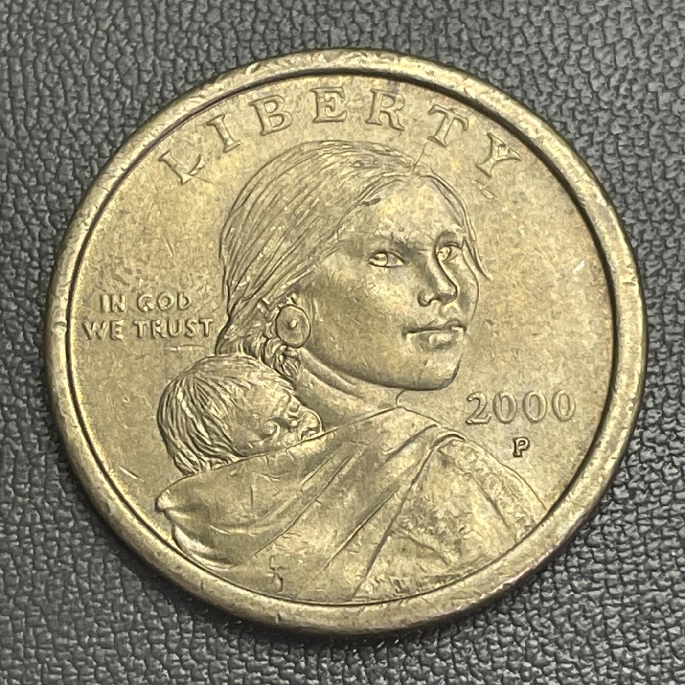 回流0207 美国2000年1美元 原住民萨卡加维亚母子