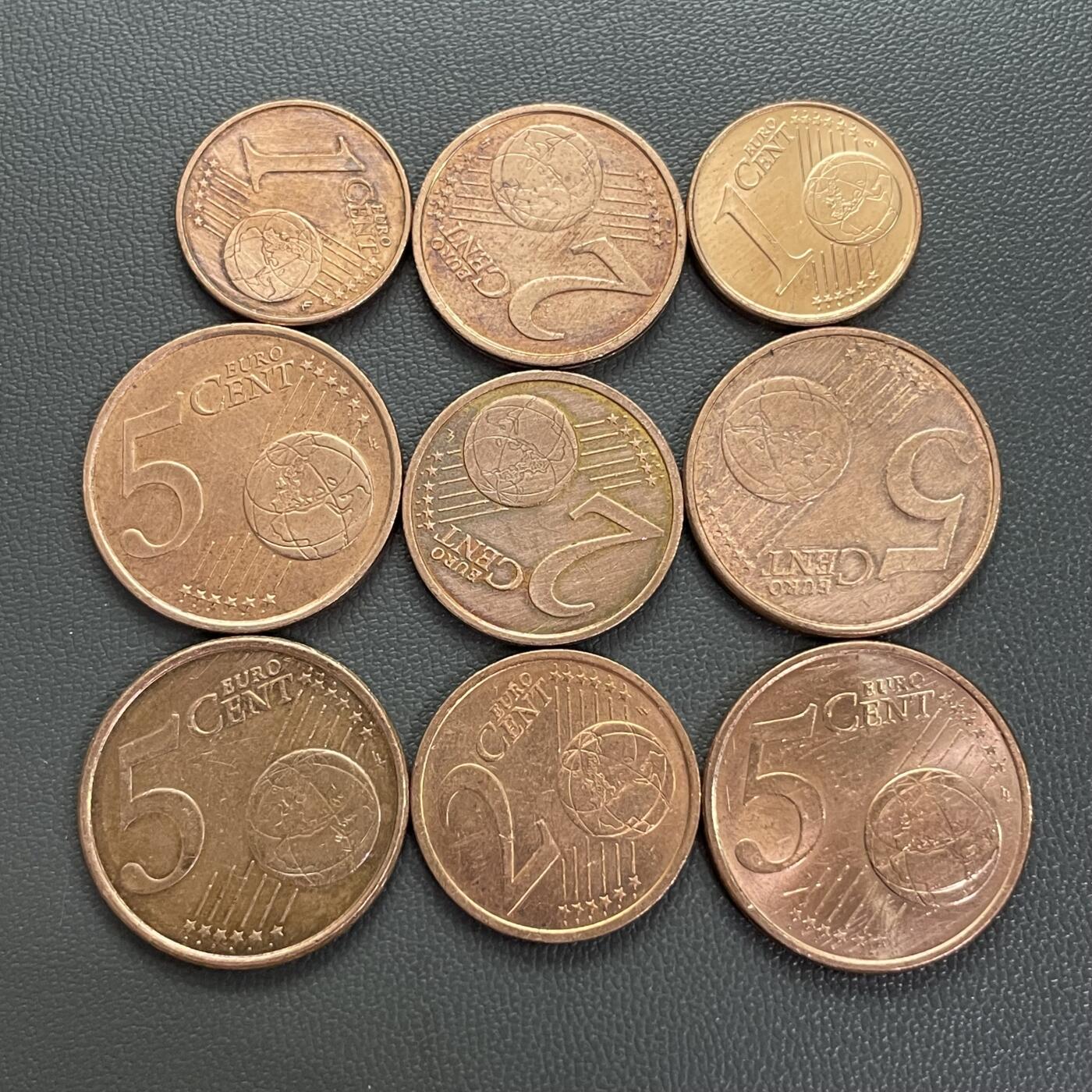 回流0207 欧元分币一组9枚