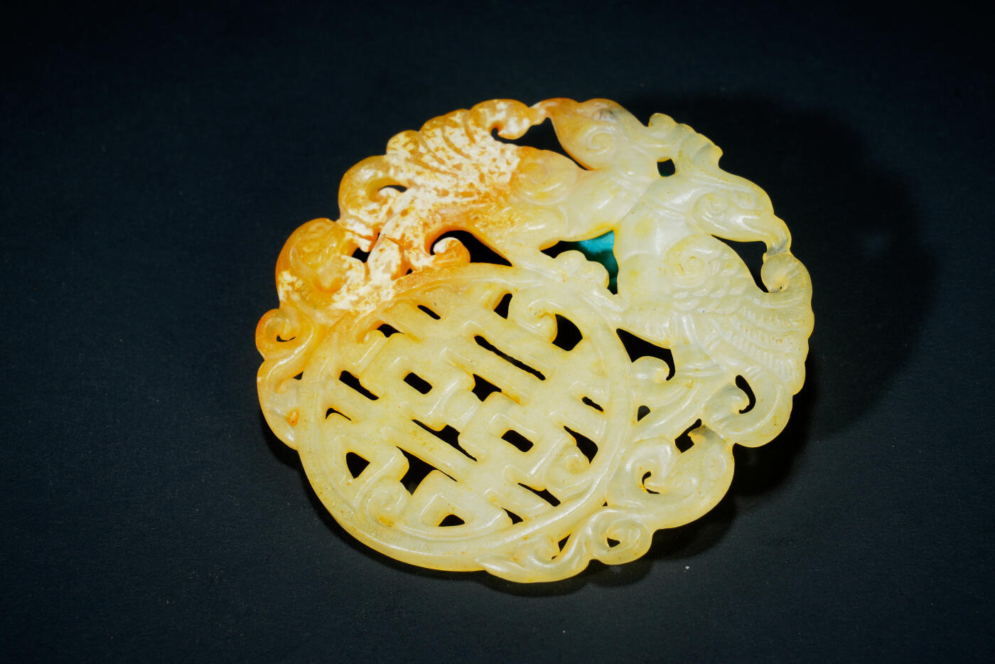 上海都达杂项专场二十六（全场包邮）  古玉凤鸟双喜挂件88-34