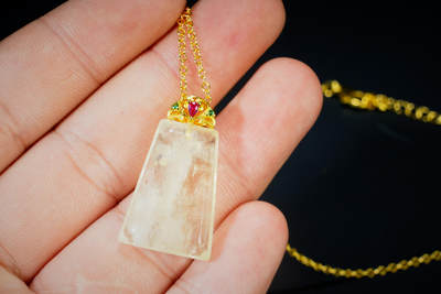 上海都达杂项专场三十四【年后发货全场包邮】  天然水晶无事牌吊坠挂件 附鉴定证书88-310