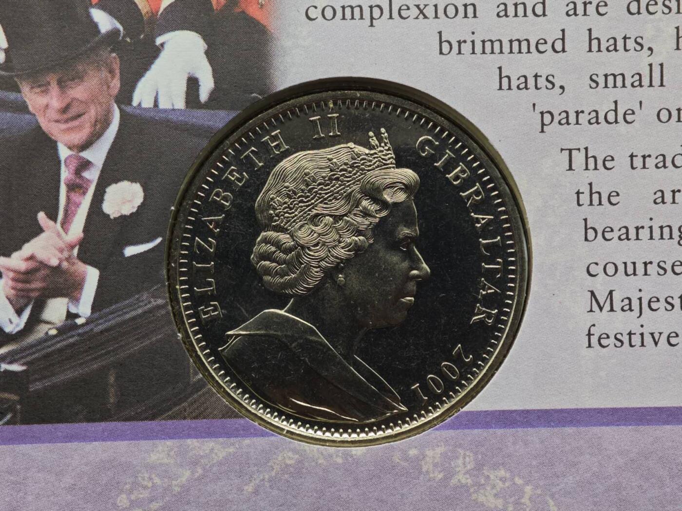  【淘币小摊】限时拍第八百七十拍   克朗币邮币封场    年前最后一场结束全部发出请更换最新收货地址不方便收货的请勿参拍或者顺丰到付 直布罗陀2001年女王75周岁克朗纪念币邮币封