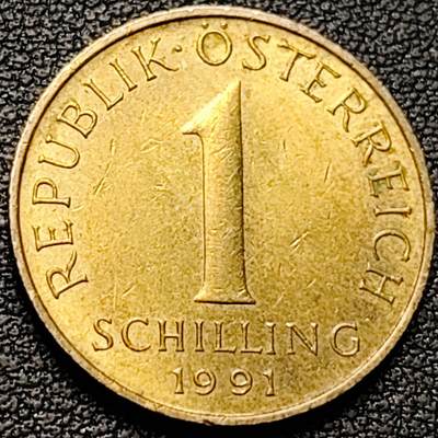 泉币菌-第184场- 精品福利场 今天的第一场 23:30分还有第二场 不见不散（192场和之前的 2月14日发货） - 原铜光 1991年 奥地利1先令 雪绒花